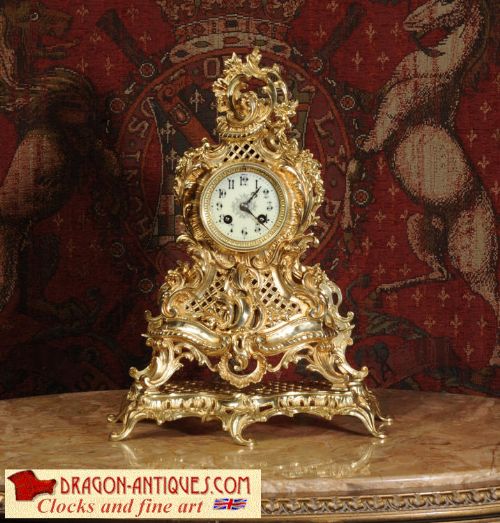 Antique Clock ~ Stunning Rococo Boudoir Table Clock by Japy Freres
