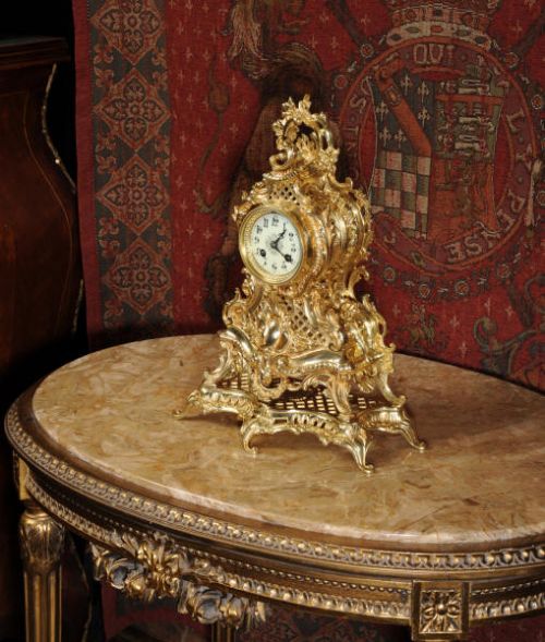 fig 1. Antique Clock ~ Stunning Rococo Boudoir Table Clock by Japy Freres