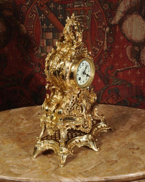 fig 3. Antique Clock ~ Stunning Rococo Boudoir Table Clock by Japy Freres