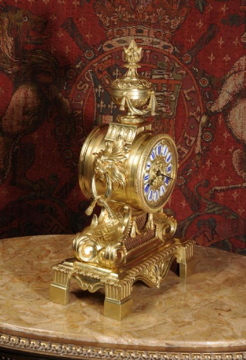 fig 2. Magnificent Antique French Brass Drum Head Clock