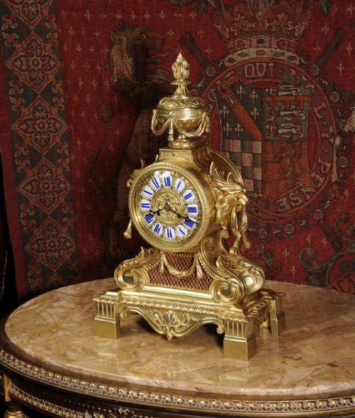 fig 3. Magnificent Antique French Brass Drum Head Clock