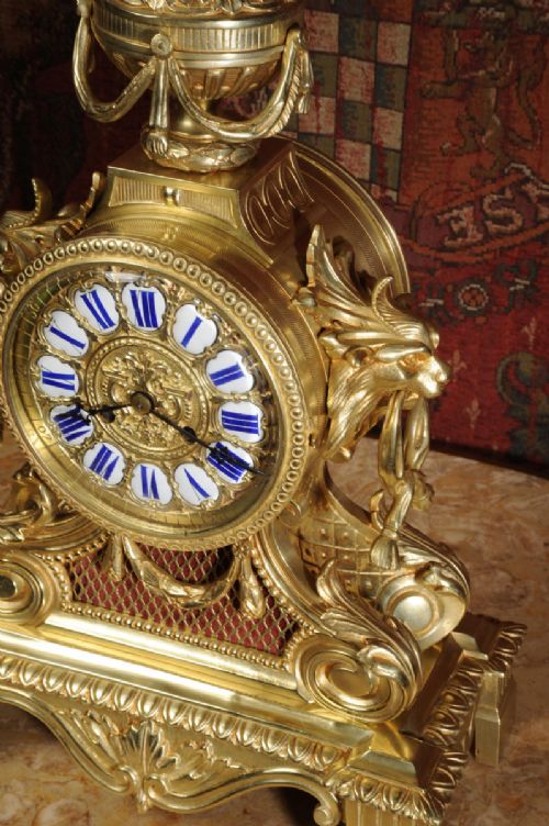 fig 4. Magnificent Antique French Brass Drum Head Clock