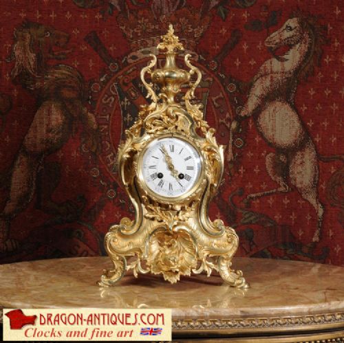Stunning Antique French Rococo Clock with Dolphin by A. D. Mougin
