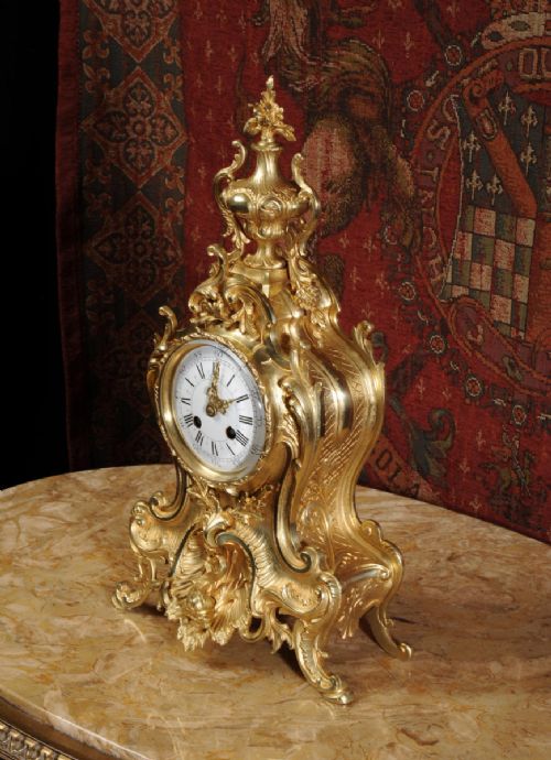 fig 4. Stunning Antique French Rococo Clock with Dolphin by A. D. Mougin