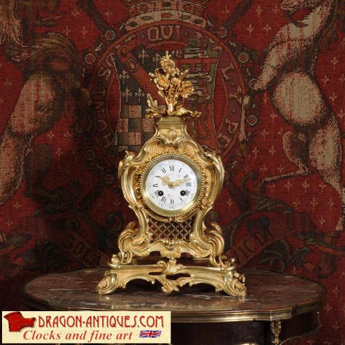 Antique French Rococo Boudoir Table Clock 
~ French - Circa 1880 ~
