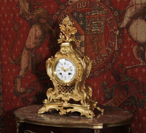 fig 1. Antique French Rococo Boudoir Table Clock
~ French - Circa 1880 ~