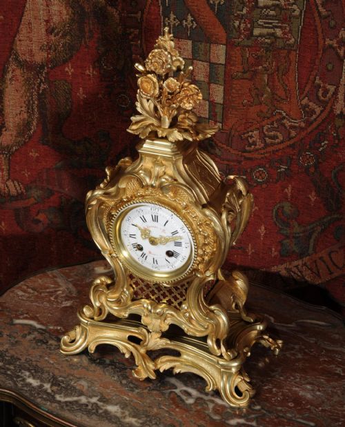 fig 3. Antique French Rococo Boudoir Table Clock
~ French - Circa 1880 ~