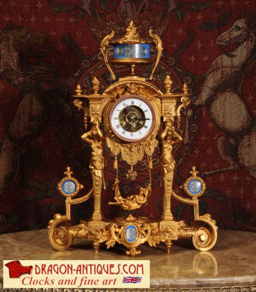 Very Rare Maiden on a Swing Clock
by Eugène Farcot (1830 - 1896) 

