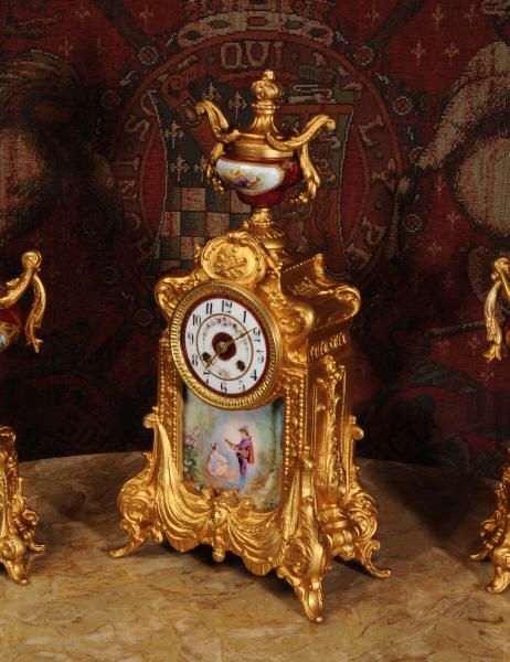 fig 5. Stunning Sevres Porcelain and Gilt Metal Clock Set ~ Love
~ French - Circa 1890 ~