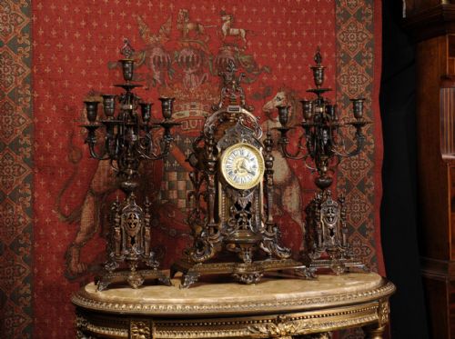 fig 4. Large Bronze Antique French Clock Set