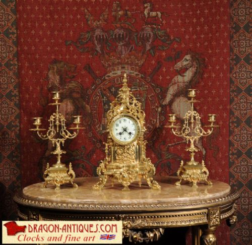 Antique Louis Xvi Clock Set 
 by A. D. Mougin
