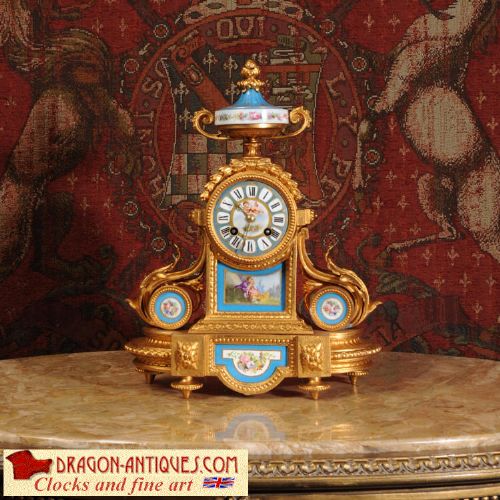 Stunning Japy Freres Sevres Porcelain & 
Gilt Metal Clock ~ Love