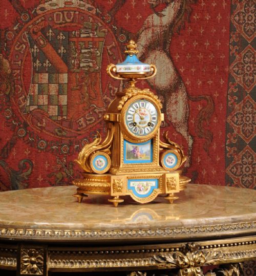 fig 2. Stunning Japy Freres Sevres Porcelain &
Gilt Metal Clock ~ Love