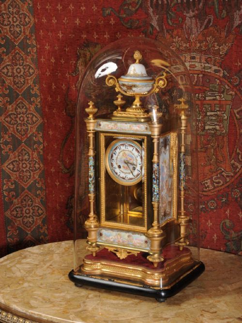 fig 3. Sevres Porcelain, Champlevé Enamel and Ormolu Boudoir Clock ~ Cherubs, by Samuel Marti