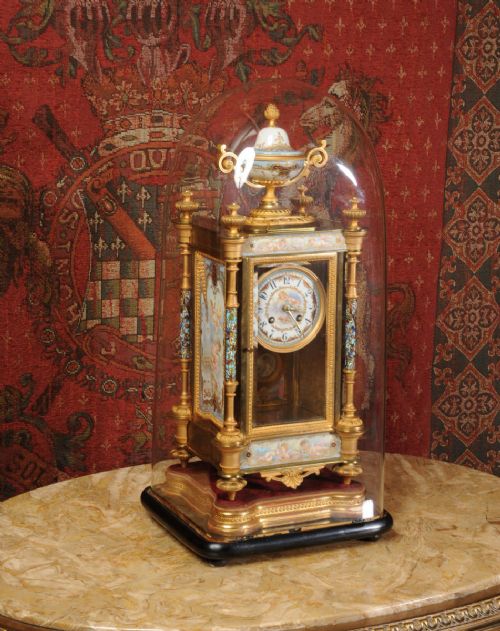 fig 4. Sevres Porcelain, Champlevé Enamel and Ormolu Boudoir Clock ~ Cherubs, by Samuel Marti