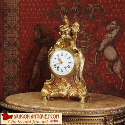 A Very Large Antique French Rococo Clock Featuring Athena by Vincenti