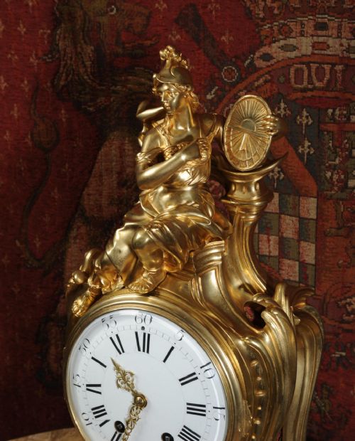 fig 1. A Very Large Antique French Rococo Clock Featuring Athena by Vincenti