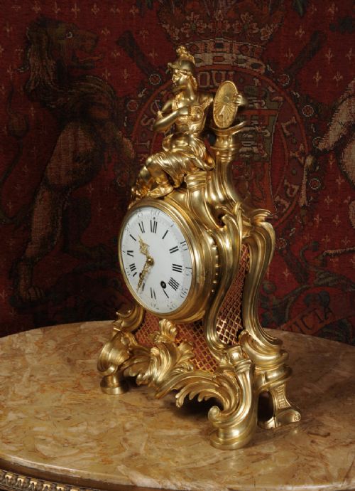 fig 3. A Very Large Antique French Rococo Clock Featuring Athena by Vincenti