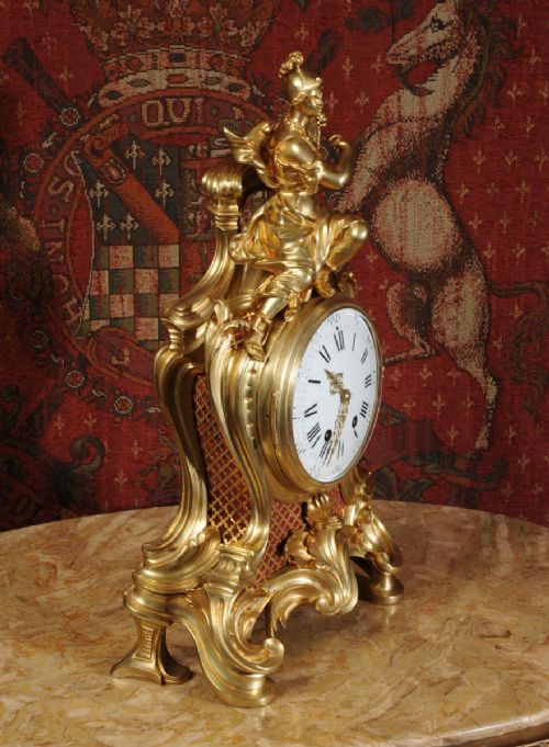 fig 4. A Very Large Antique French Rococo Clock Featuring Athena by Vincenti