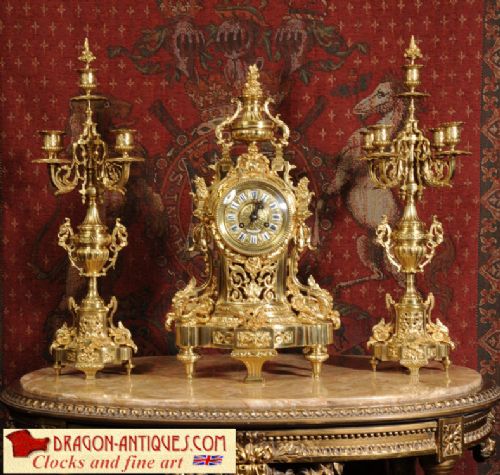 Large Louis Xvi Clock Set by Vincenti