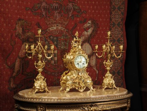 fig 1. Stunning Antique French Rococo Clock Set