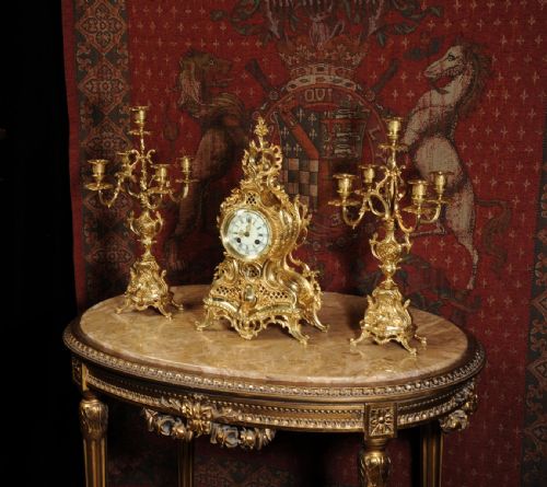 fig 2. Stunning Antique French Rococo Clock Set