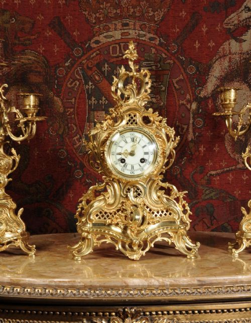 fig 5. Stunning Antique French Rococo Clock Set