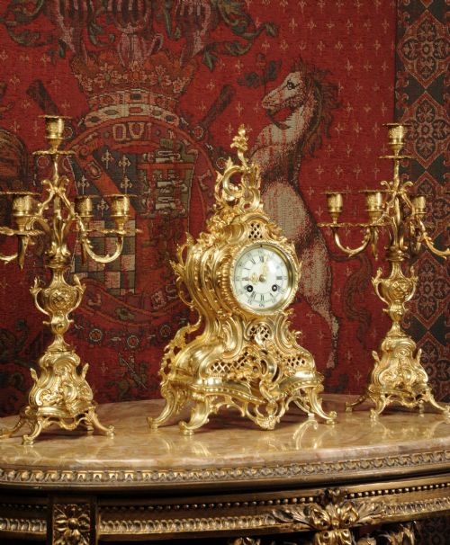 fig 6. Stunning Antique French Rococo Clock Set