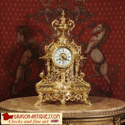 Large Antique French Bronze Clock by Samuel Marti