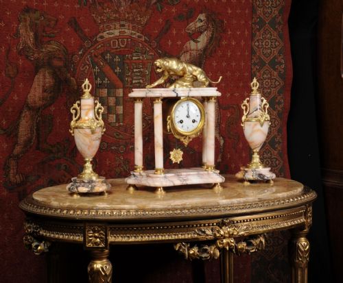fig 4. Specimen Marble and Ormolu Clock Set ~ Lionne En Furie
after T. F Cartier