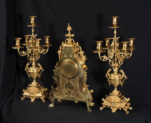 fig 5. Stunning Louis XVI Gilt Brass Candelabra Clock Set