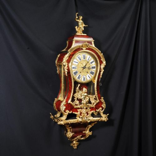 Fine Rococo Ormolu and Red Veneer Bracket Clock 
With Original Bracket