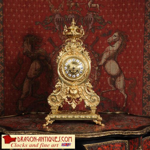 Large Gilt Bronze Table Clock