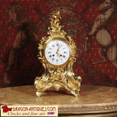 Fine Louis Japy Gilt Bronze Ormolu Rococo Table Clock