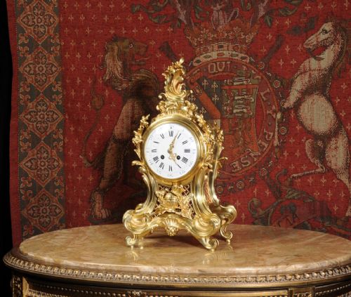 fig 1. Fine Louis Japy Gilt Bronze Ormolu Rococo Table Clock