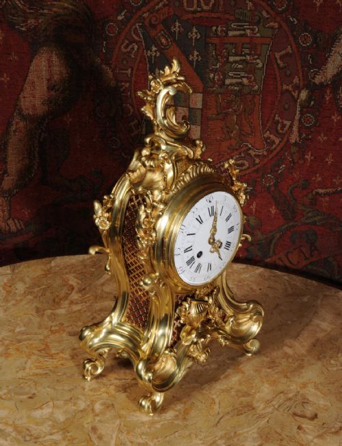 fig 4. Fine Louis Japy Gilt Bronze Ormolu Rococo Table Clock