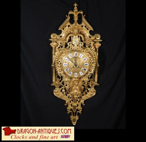 
Huge Antique French Bronze Cartel Wall Clock