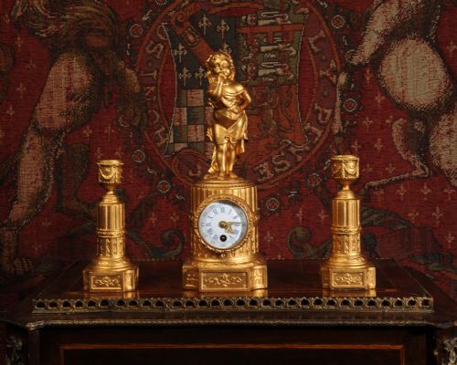 fig 1. Charming Miniature Boudoir Clock Set