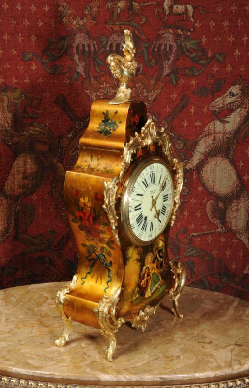 fig 3. Tiffany & Co NY Vernis Martin Gold Lacquer and Ormolu Rococo Clock
