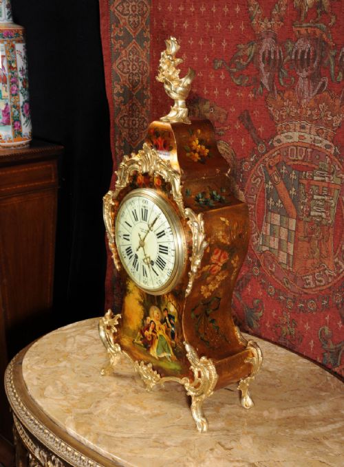 fig 4. Tiffany & Co NY Vernis Martin Gold Lacquer and Ormolu Rococo Clock