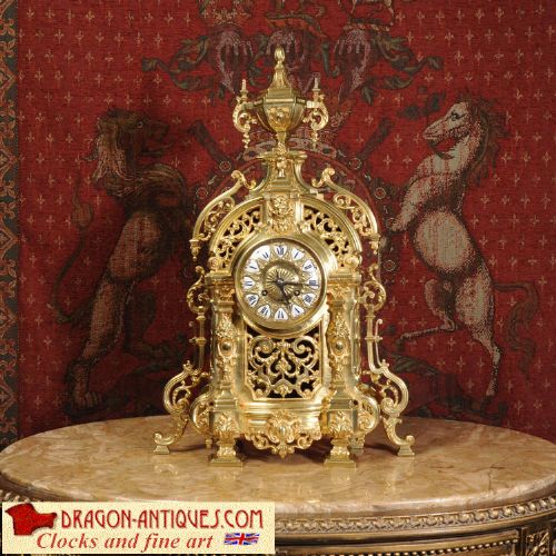 Large Fine Bronze Clock with Visible Pendulum by H. Luppens Et Cie, Paris.