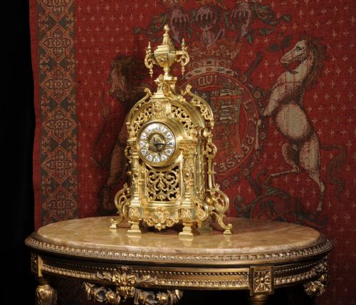 fig 1. Large Fine Bronze Clock With Visible Pendulum by H. Luppens et Cie, Paris.