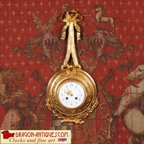 Antique French Louis Xvi Ormolu Cartel Wall Clock