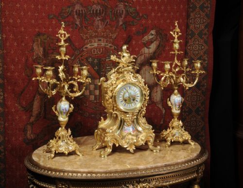 fig 2. Large and Superb Porcelain and Ormolu Clock Set, A. D. Mougin