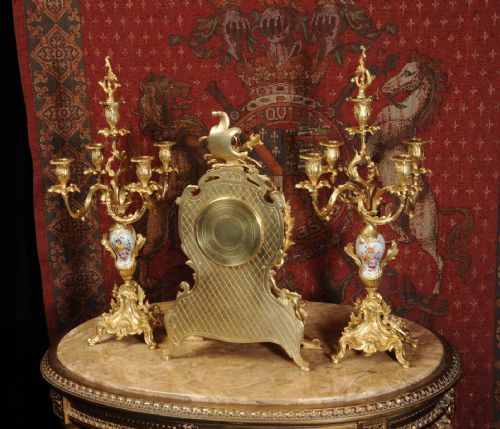 fig 4. Large and Superb Porcelain and Ormolu Clock Set, A. D. Mougin