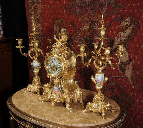 fig 5. Large and Superb Porcelain and Ormolu Clock Set, A. D. Mougin
