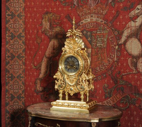 fig 1. Lenzkirch Antique Table Clock ~ Chinoiserie Design with Chinese Dragons