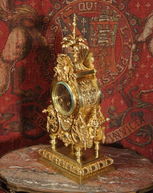 fig 3. Lenzkirch Antique Table Clock ~ Chinoiserie Design with Chinese Dragons