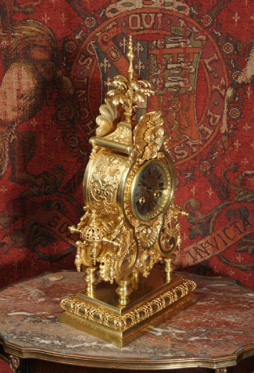 fig 4. Lenzkirch Antique Table Clock ~ Chinoiserie Design with Chinese Dragons