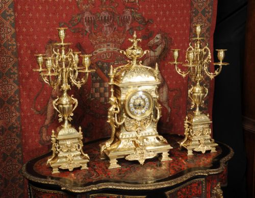 fig 2. Huge Antique French Gilt Bronze Clock Set